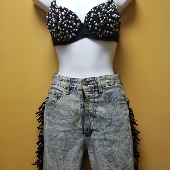 Denim - Jeans with fringes on each side